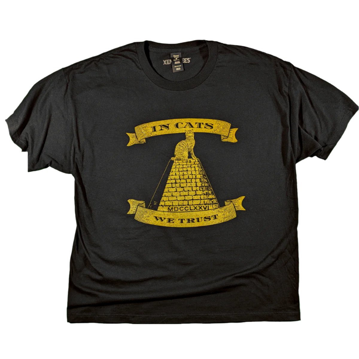 Mens Cat Dollar Bill Pyramid Beefy Tee