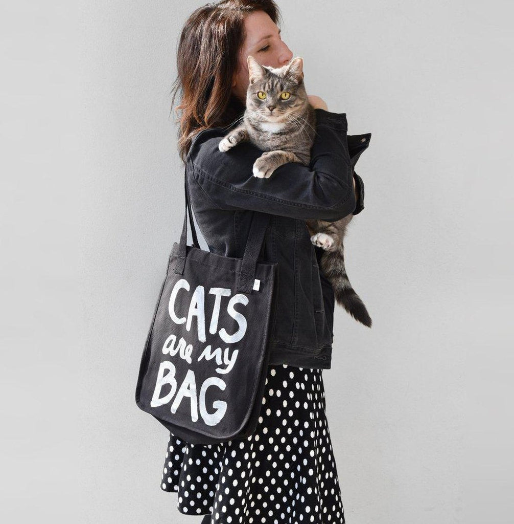 Organic Cats Are My Bag Market Tote - Black by Xenotees