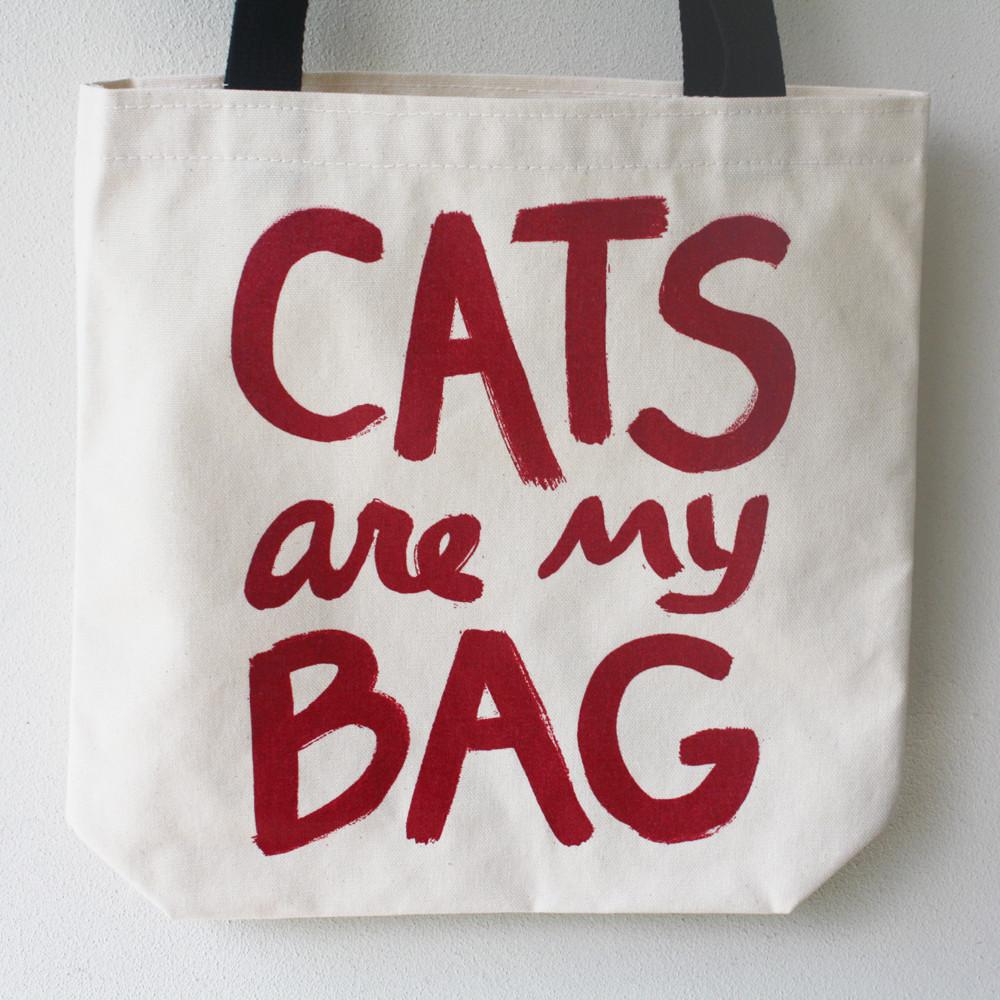 Cats Are My Bag Tote - Red by Xenotees