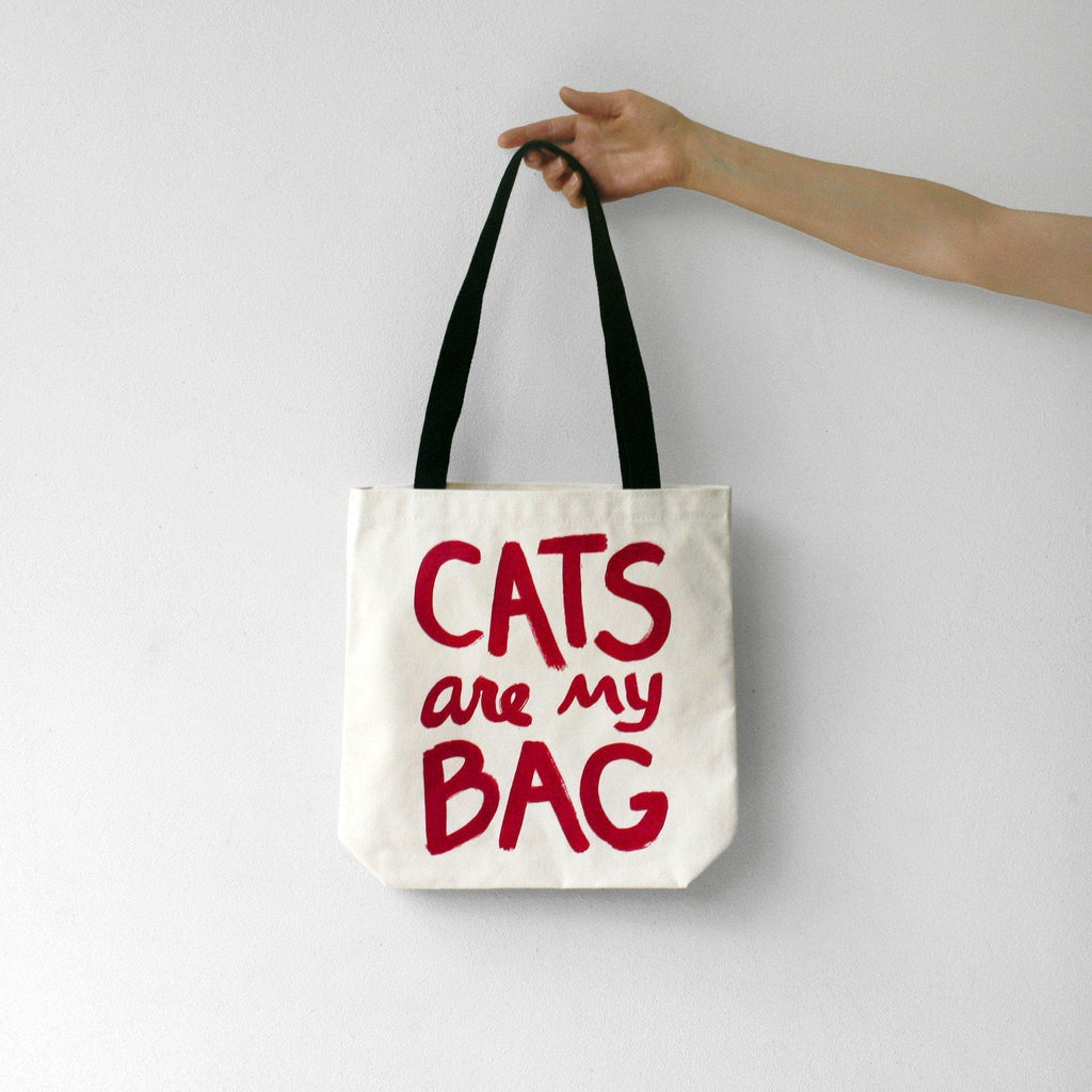 Cats Are My Bag Tote - Red by Xenotees