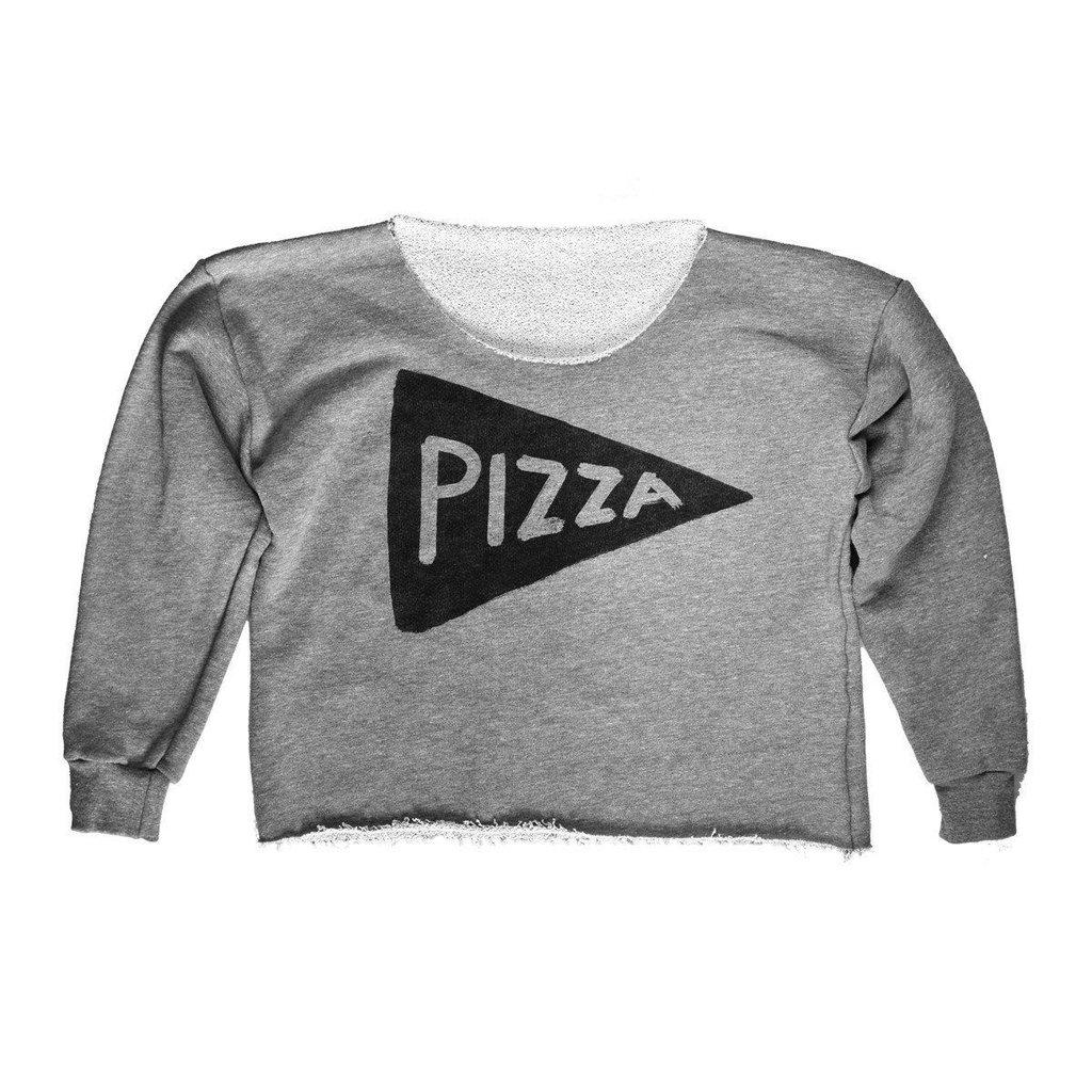 Slouchy Womens Pizza Party Crop Top Sweatshirt by Xenotees