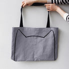 Gray Big Cat Tote Bag by Xenotees