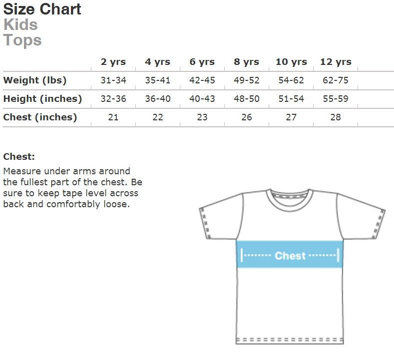 child t-shirt size chart by age