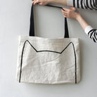 Natural Handmade Big Cat Lover Tote Bag by Xenotees