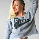 Slouchy Womens Pizza Party Crop Top Sweatshirt by Xenotees