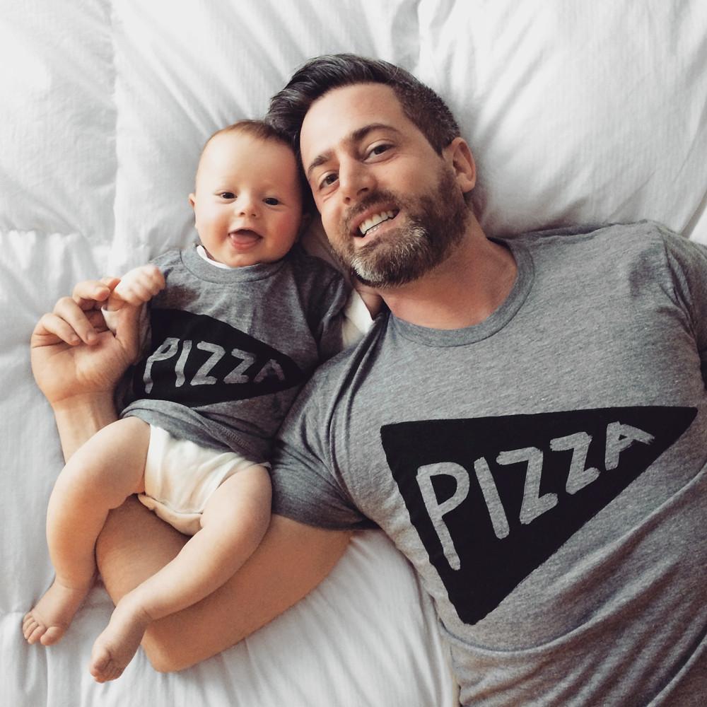 Father Child Matching Pizza Slice TShirts / Black by Xenotees