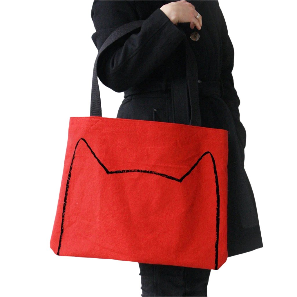 Red Big Cat Tote Bag by Xenotees