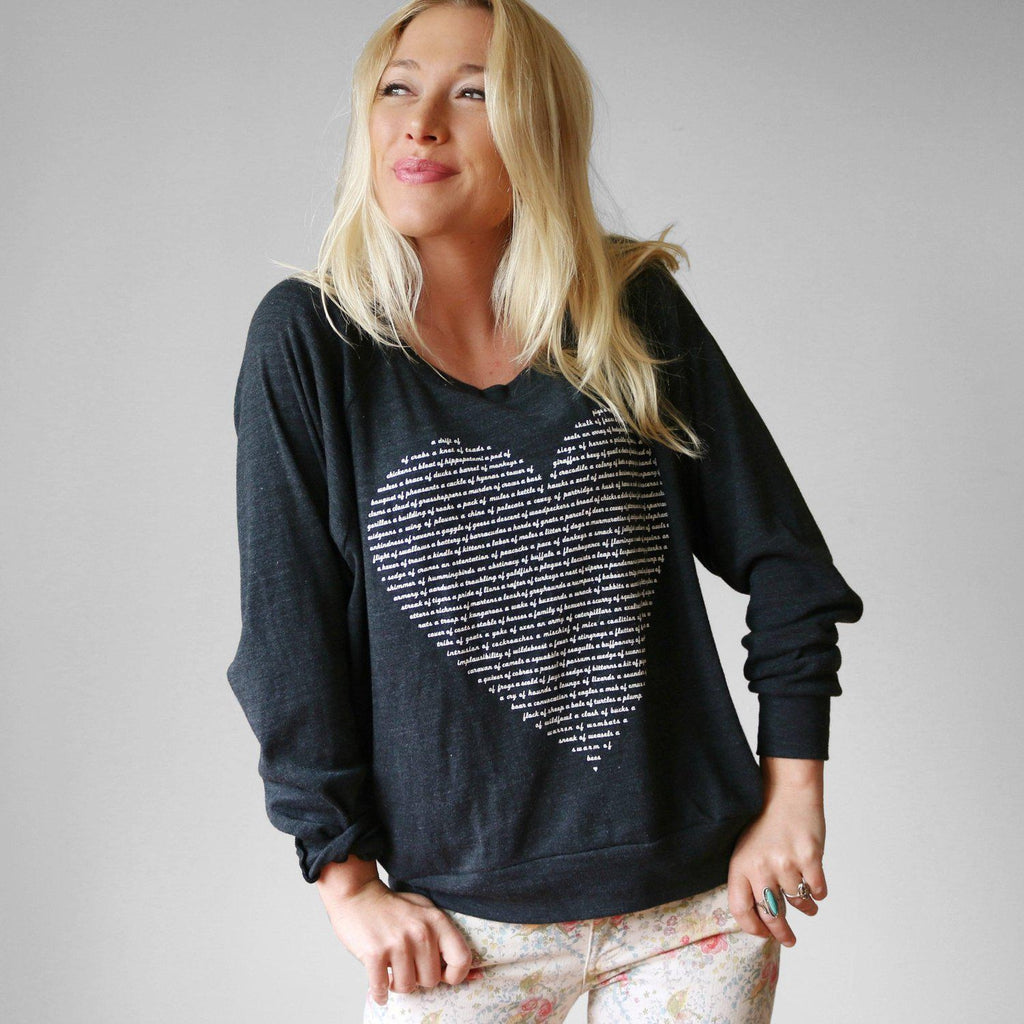 Womens Collective Animal Nouns Heart Pullover by Xenotees